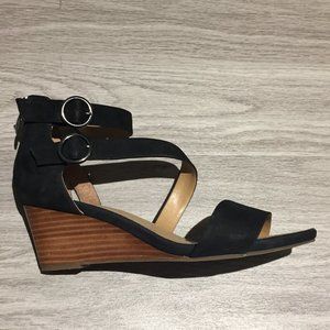 FRANCO SARTO Derek Black Wedge Sandals